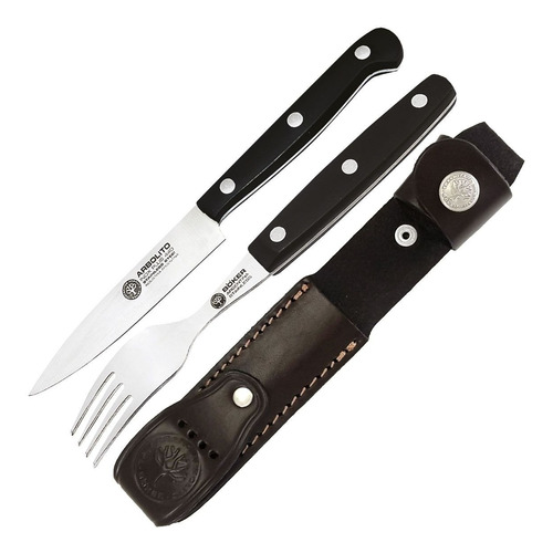 Cuchillo Y Tenedor Juego Asado Boker Arbolito Estuche Cuero