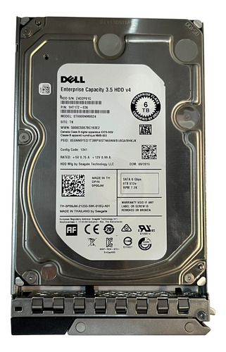 Hd Servidor Dell 6tb Sata 6gb/s 7.2k 512e Com Gaveta 0P00JM