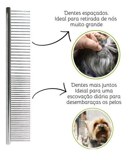Pente De Aço Para Banho E Tosa Cães E Gatos Savana Pet Cor Prata