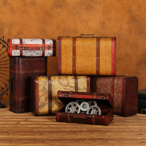 Hf Maleta Vintage Con Asa Organizador Caja Cofres Del