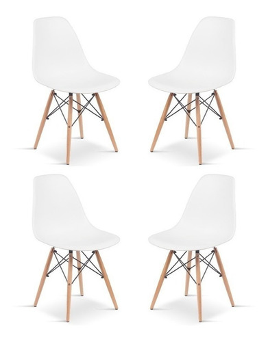 Sillas Eames Comedor X4 Color de la estructura de la silla Blanco Color del asiento Liso Diseño de la tela Liso