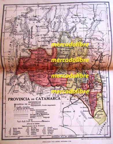 Mapa Catamarca 1920 Telegrafo Ferrocarril Estacion Plano (Usado)
