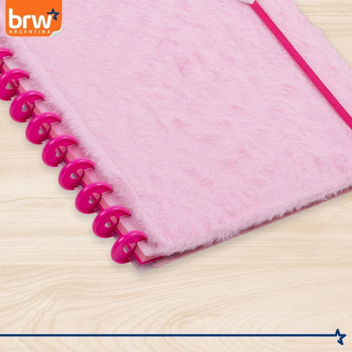 Cuaderno Inteligente C/ Discos Brw Peluche Tapa Dura 28x21cm Rosa