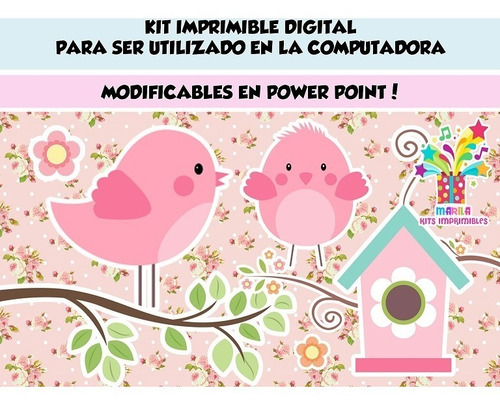 Kit Imprimible Pajaritos Nena Shabby Chic