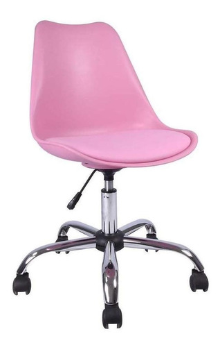 Cadeira de escritório Mobly Giratória Eames  rosa com estofado de polipropileno