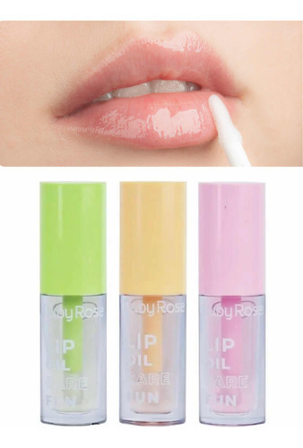 Kit 3 Lip Oil Ruby Rose Gloss Hidratante Brilho Labial Make Acabamento Brilhante Cor Branco