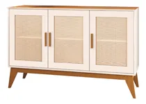 Comprar Balcão Buffet Aparador Retrô 3p Rattan Mad\u002Foff White Edn Cor Madeir\u002Foff