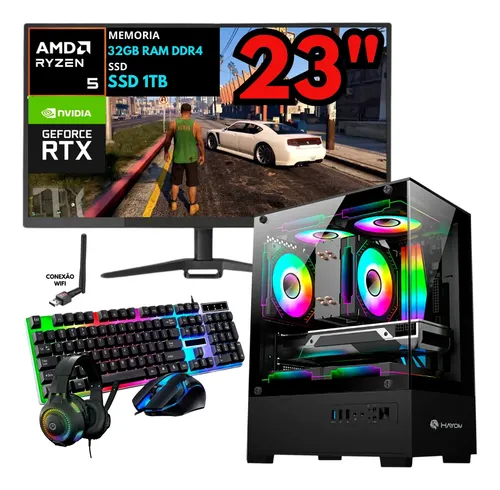 Pc Gamer Completo Ryzen 5, 32gb Ddr4 Rtx 3050, Ssd 1tb Wifi | Frete grátis