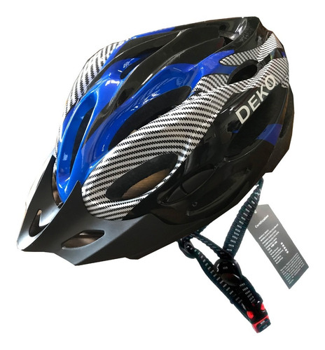 Capacete Com Sinalizador Led Ciclismo Bike Deko/gts Cor Azul Tamanho G