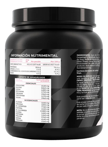 Suero De Leche whey Protein Fresa 500 G Prowinner