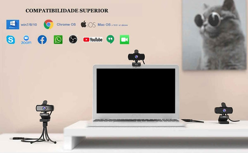 Webcam Fifine K420 2k 1440p C/ Tripe E Microfone Embutido Preto