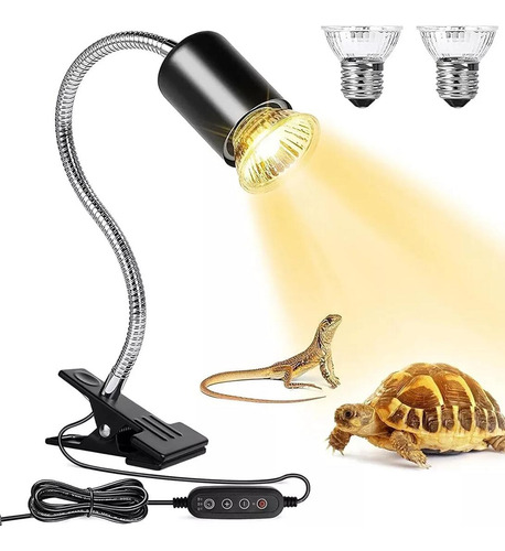 Lámparas De Calor Para Reptiles Lámpara De Tortuga Para Acuario Con Interruptor Regulable Calefacción Con Abrazadera Lámpara Giratoria 360° Para Lagarto Tortuga Anfibio 2 Bombillas Uva+uvb
