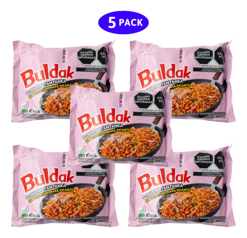 Samyang Buldak sopa instantánea ramen coreana carbonara picante  5 unidades