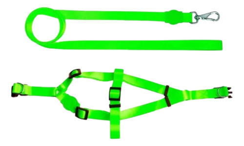 Guia + Peitoral Tulum Pet Cachorro Porte Médio Neon Cor Verde Neon Tamanho Da Coleira M