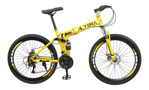 Mountain bike plegable Altera BA MTB-01A  2019 R26 M 21v frenos de disco mecánico cambio Suangin color amarillo