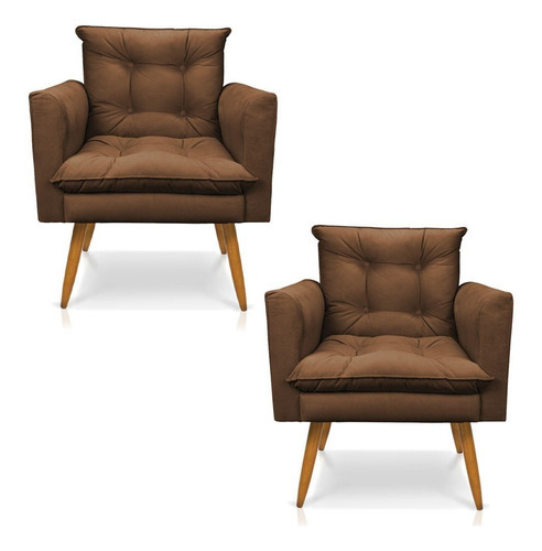 Juego de 2 sillones Olivia Suede Brown con patas traseras - Pallazio