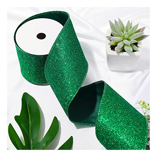 Cinta Navidad Brillo Metálico Rojo Verde Oro 2.5puLG X 15 Yd