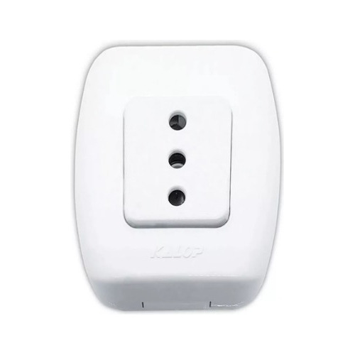 Enchufe Simple 10a 250v Kalop Sobrepuesto 250v Color Blanco