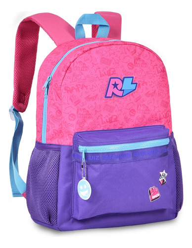 Mochila Escolar De Costas Rafa E Luiz Juvenil Estojo Duplo Cor Rosa