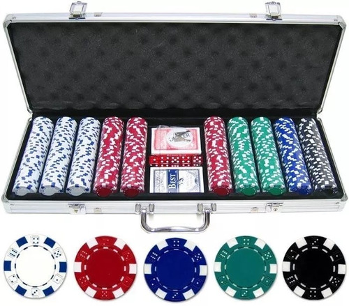 Super Maletin Lujo Poker 500 Fichas Tipo Casino Profesional!