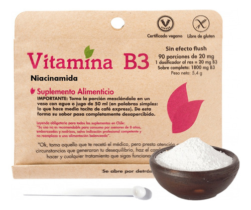 2x Vitamina B3 90 Porciones De 20mg Con Dosificador