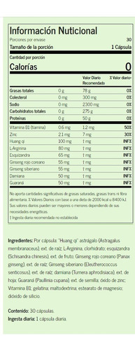Huang Vit. L-arginina+ Zinc (potencia Y Vigor) - Cápsulas