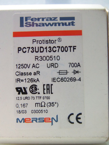 New Ferraz Shawmut Pc73ud13c700tf R300510 Protistor Fuse Bbd