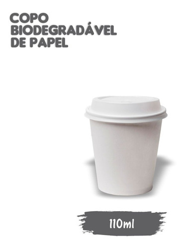 100 Copos Térmicos Papel Biodegradável Branco/preto 110ml 