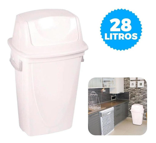 Lixeira Basculante Plasútil 28l Branca - 004746