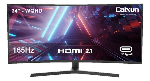 Monitor Gamer Curvo Caixun 34  Wqhd 165hz Color Negro