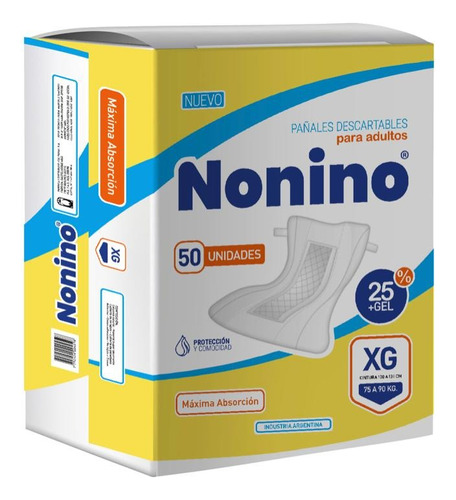 Pañales Para Adultos Rectos Nonino X50 Unidades Talle Xg