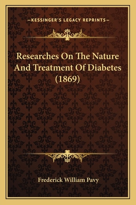 Libro Researches On The Nature And Treatment Of Diabetes ...