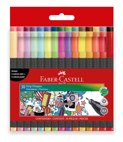 Marcador Grip Finepen Faber-castell X30 Colores