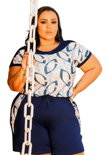 Conjunto Feminino Verão Plus Size  Fresquinho Com Short Luxo