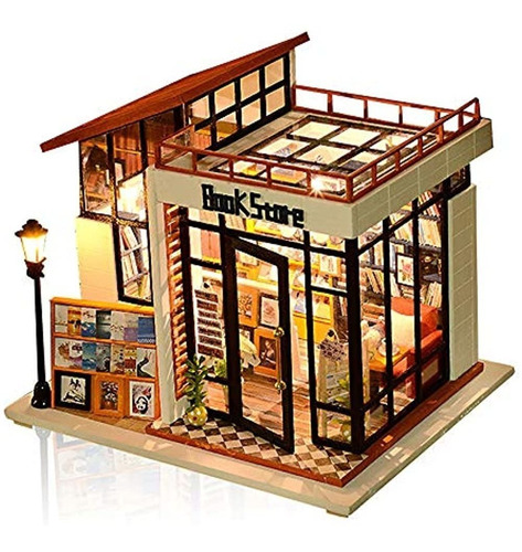 Wyd Diy Bookstore Cottage Art House Mini Modelo De Casa Hech