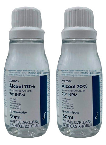 Kit 2 Álcool Farmax Etílico Antisséptico 70% Inpm 50ml