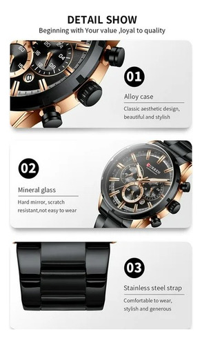 Reloj De Cuarzo Para Hombre 3atm Resistente Al Agua Curren