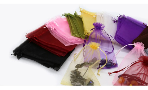 200 Bolsas De Regalo De Organza Con Cordones, 7 X 9 Cm