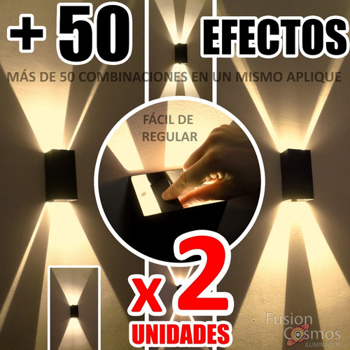 Aplique Pared Interior 50 Efectos Full Bidireccional Pack X2