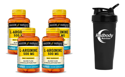 Combo Vitaminas Mason Natural - 4 Arginine 500 Mg + Shaker