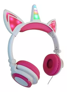 Headphone Fone Ouvido Unicórnio Com Orelhas Criança Luz Led