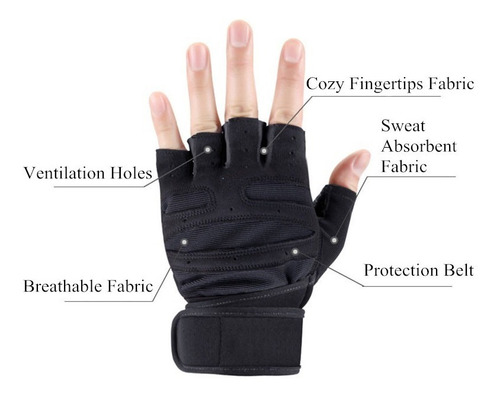 Imagen 3 de 6 de Guantes Deportivos Con Muñequera Gym Crossfit Ciclismo