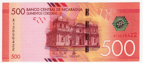 Nicaragua Billete 500 Córdobas Unc 2014 Pic 215