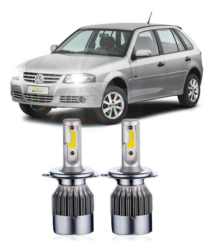 Kit Lâmpada Super Led Gol G4 2005 À 2014 Farol Alto E Baixo