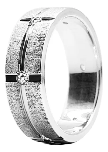 Argolla Matrimonial En Cruz : Plata 950, Zircón.