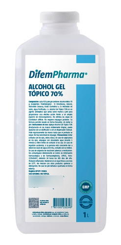 Alcohol Gel Tópico 70% 1 Litro Difempharma