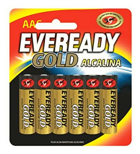 Energizer, Pila Eveready Gold Aa, 6 Pilas, Dorado/negro