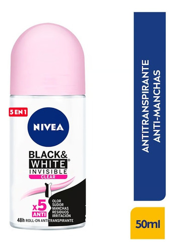 Antitranspirante Nivea Black & White Invisible Clear 50ml