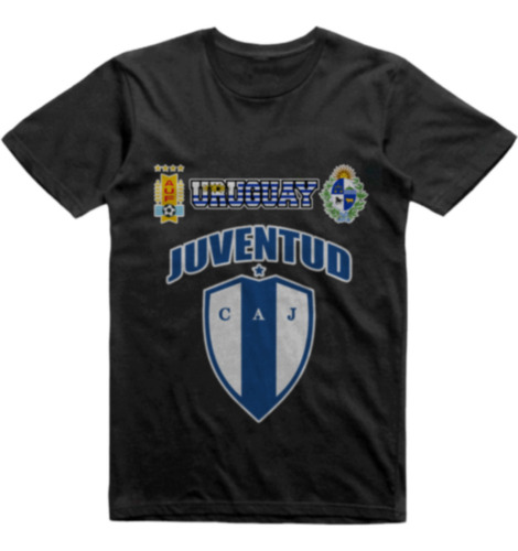 Remera Algodon Negra Uruguay Juventud Las Piedras