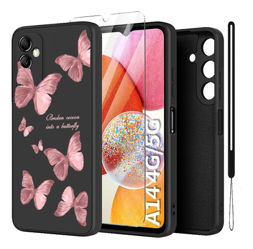 Funda Para Samsung Galaxy A14 5g De Silicona + Cuerda+ Mica